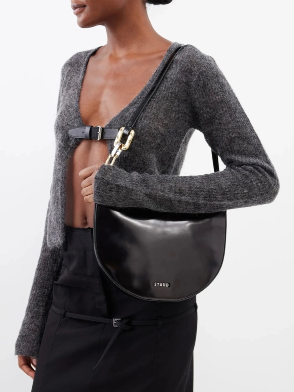 STAUD COLT Black Leather Shoulder Bag - Picture 3 of 6